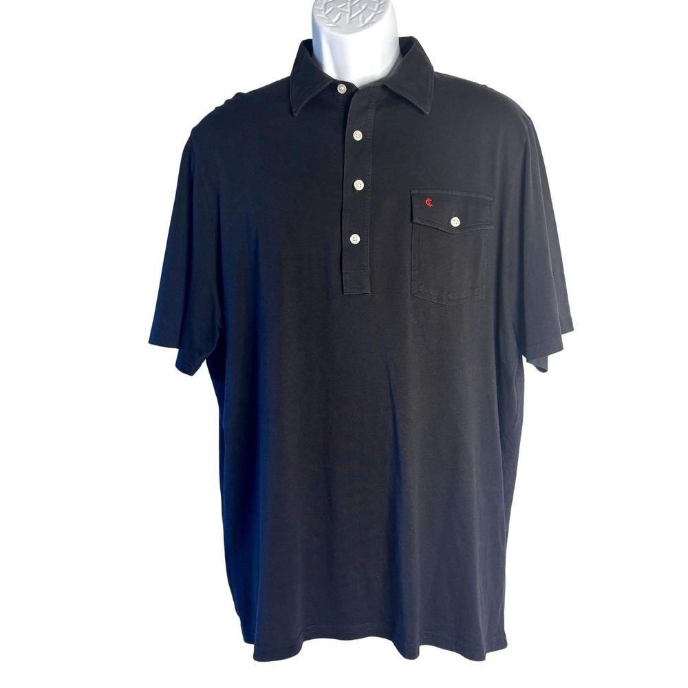 Criquet | Mens Black Organic Cotton Short Sleeve Pocket Polo Austin TX | XL - Picture 2 of 6